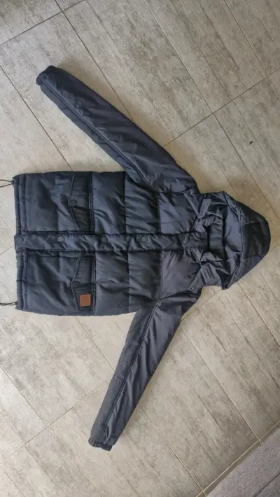 Chaqueta larga  negra hombre con capucha FIP - miniatura 1