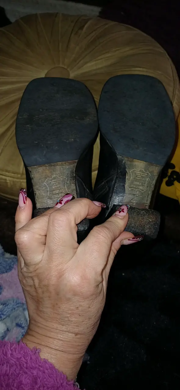 Botines de cuero negro con tacón para mujer - 5