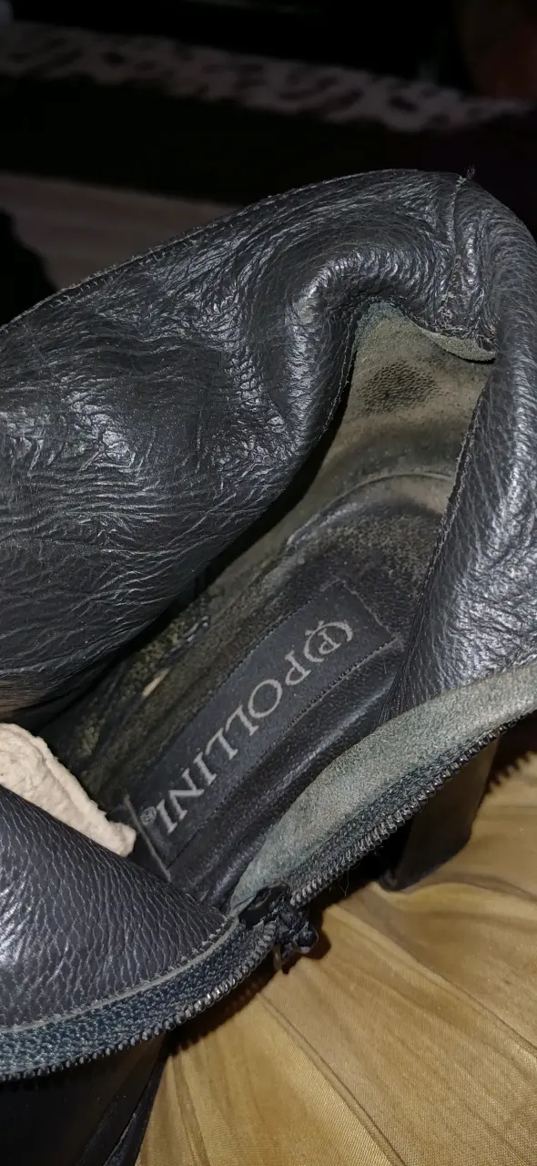 Botines de cuero negro con tacón para mujer - 6