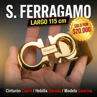 Cinturón de cuero Ferragamo hebilla dorada 115cm - miniatura 1