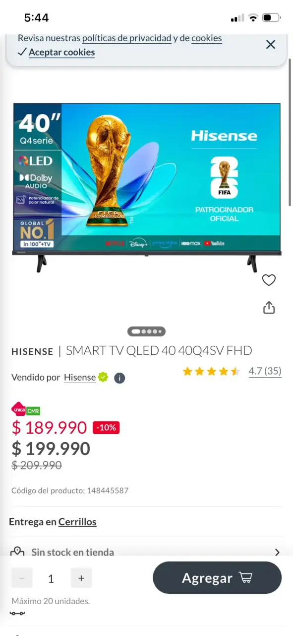 Smart TV QLED Hisense 40 pulgadas FHD - 1