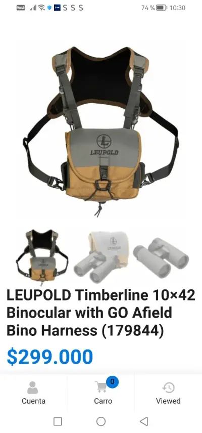 Binocular Leupold Timberline 10x42 con Arnés - miniatura 1