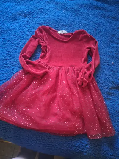 Vestido rojo de niña con brillo 8/10 - miniatura 1