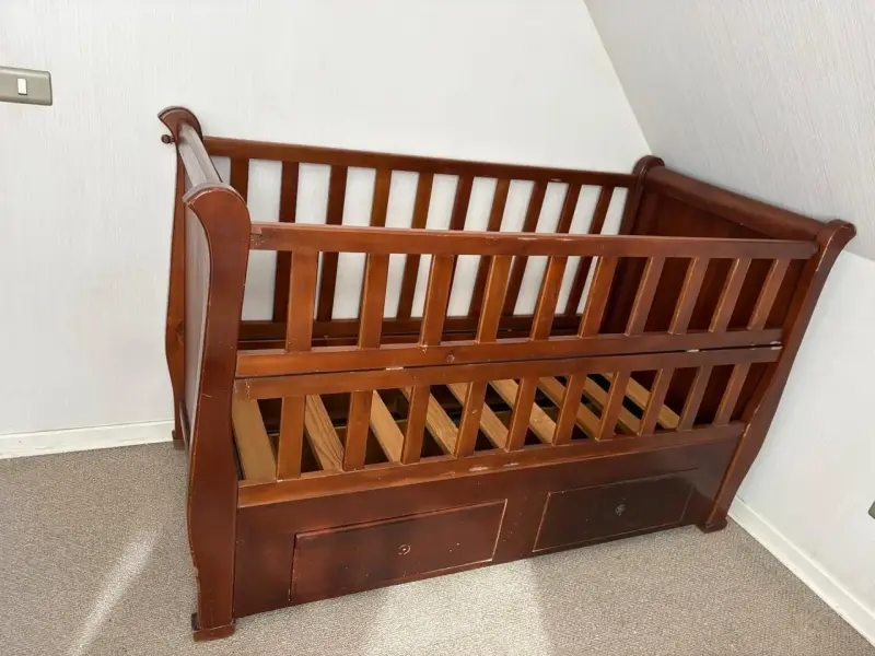 Cuna cuja de madera con cajones - 4