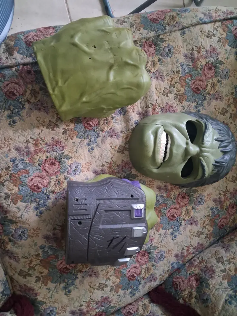 Set de máscara y guantes de Hulk para disfraz