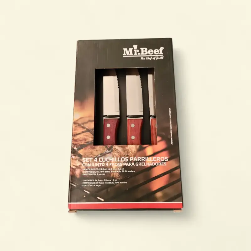 Set de 4 cuchillos parrilleros Mr. Beef con mango de madera - 2