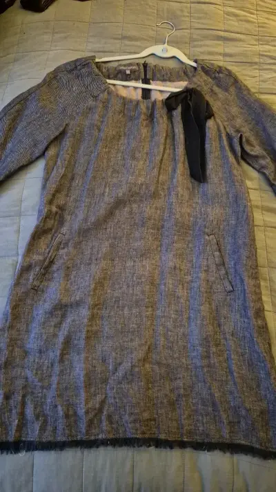 Vestido gris con lazo Laura Ashley - miniatura 1