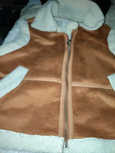 Chaqueta de lana sintética rosada para mujer - miniatura 1