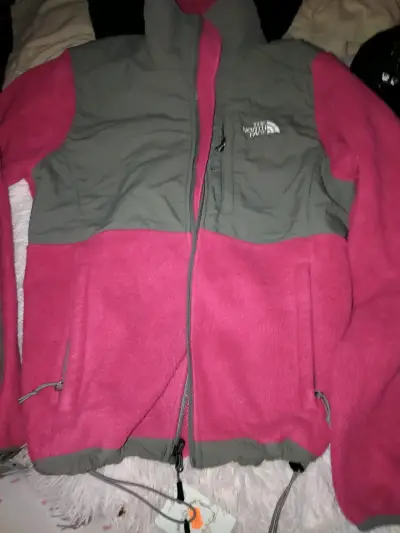 Chaqueta de lana sintética rosada para mujer - miniatura 3