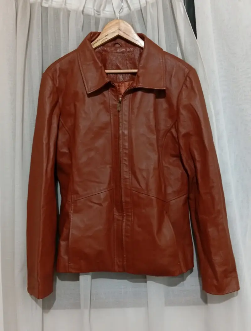 Chaqueta de cuero marrón para mujer - 3