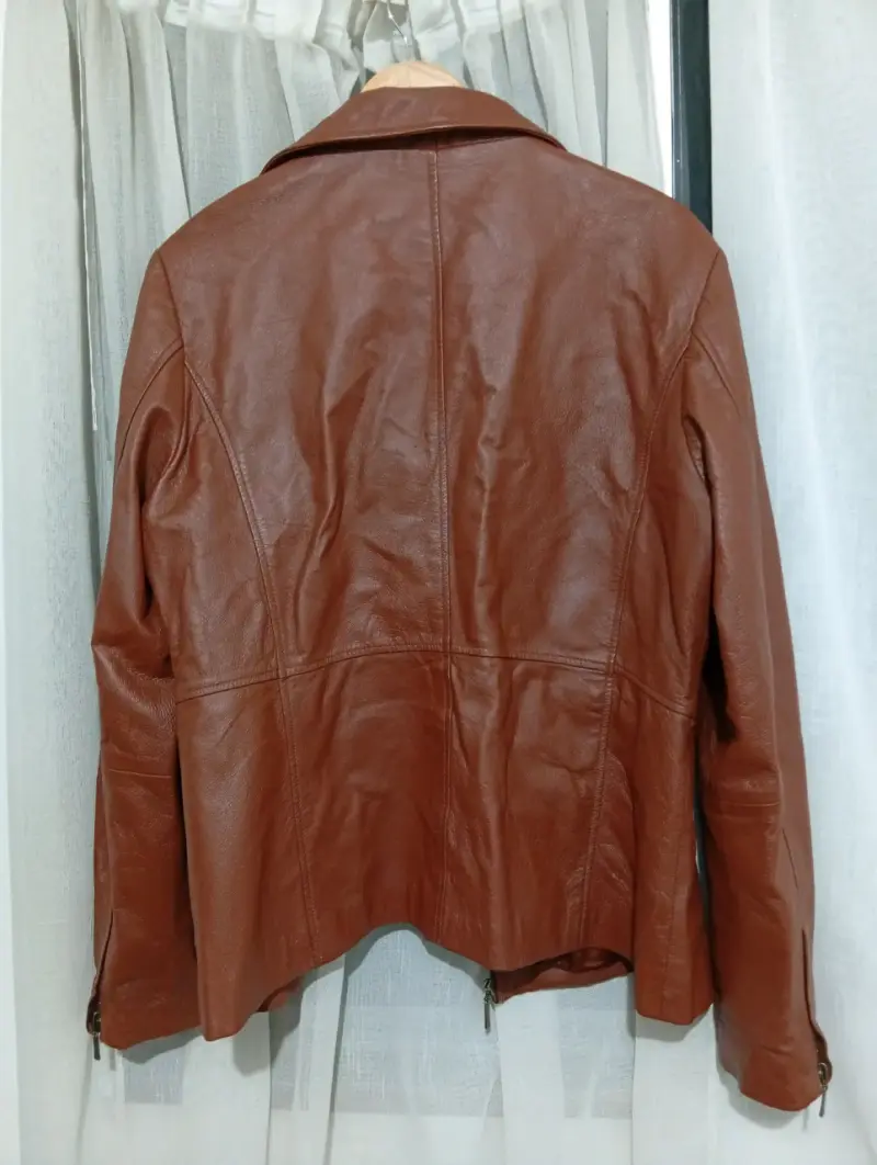 Chaqueta de cuero marrón para mujer - 6