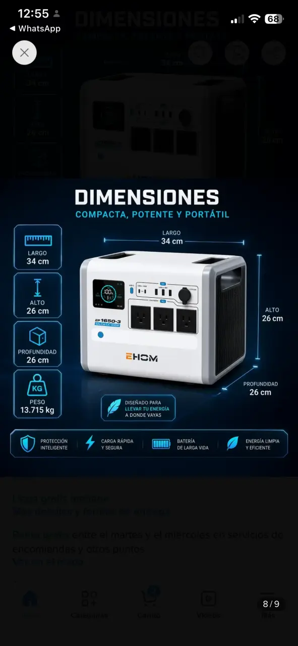 Estación de Energía Portátil Ehom EP1650-3 1024Wh - 5
