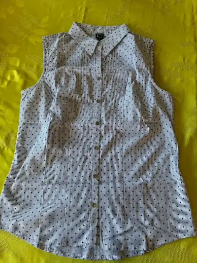 Blusa sin mangas a rayas con puntos para mujer - miniatura 1