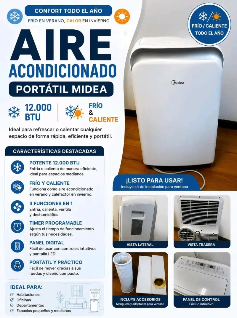 Aire acondicionado portátil Midea 12,000 BTU - 2