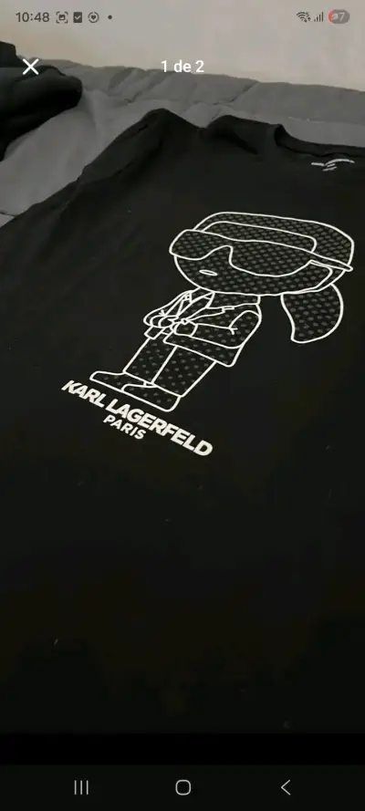 Polera negra Karl Lagerfeld con diseño gráfico - miniatura 1