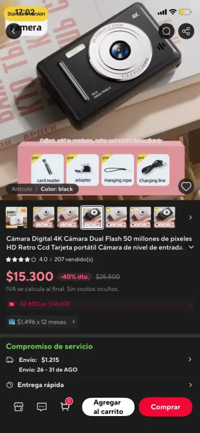 Cámara digital con accesorios y tarjeta 64GB - miniatura 6