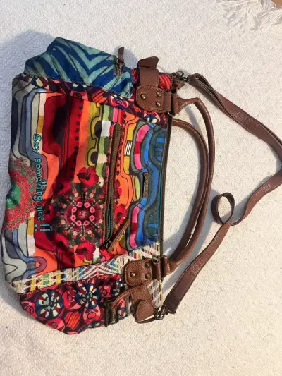 Bolso de tela estampado Desigual colorido - miniatura 1