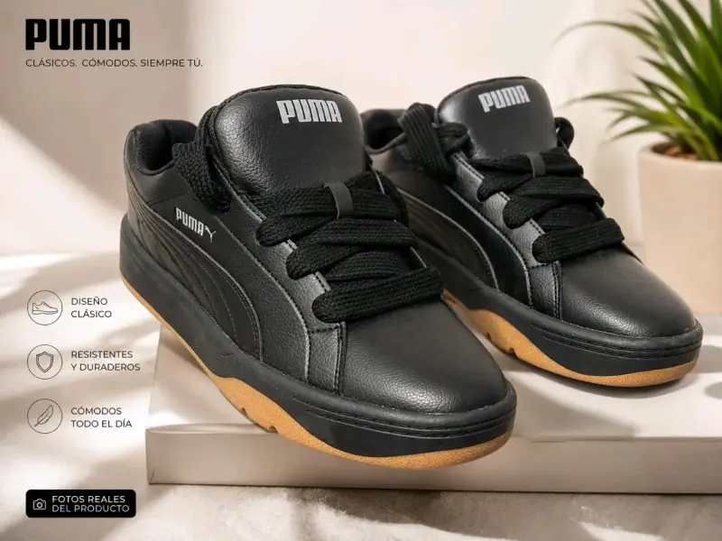 Zapatillas deportivas negras Puma clásicas - 2
