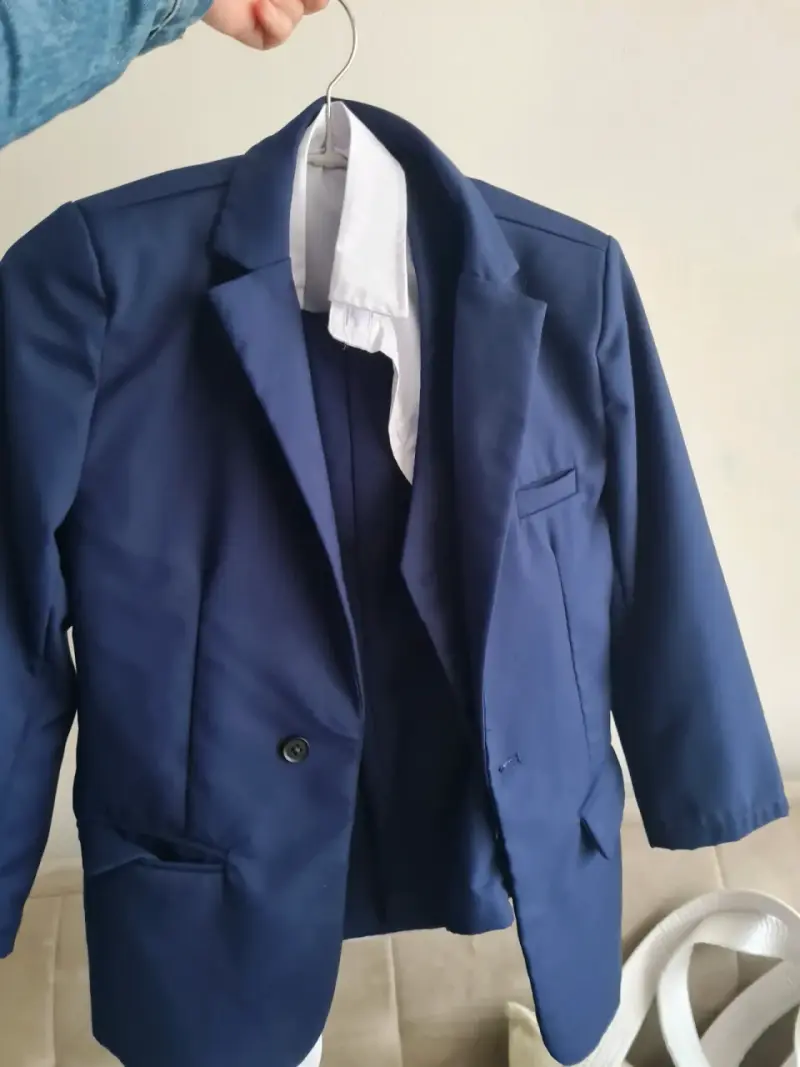 Traje de 3 piezas, niño, azul marino con camisa - 1