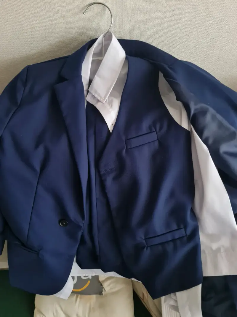 Traje de 3 piezas, niño, azul marino con camisa - 3