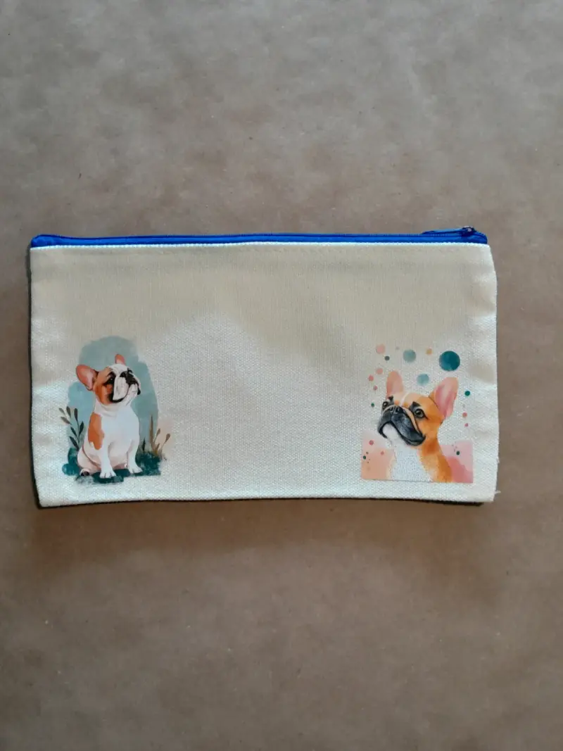 Estuche de tela con diseño de perros y flores - 6
