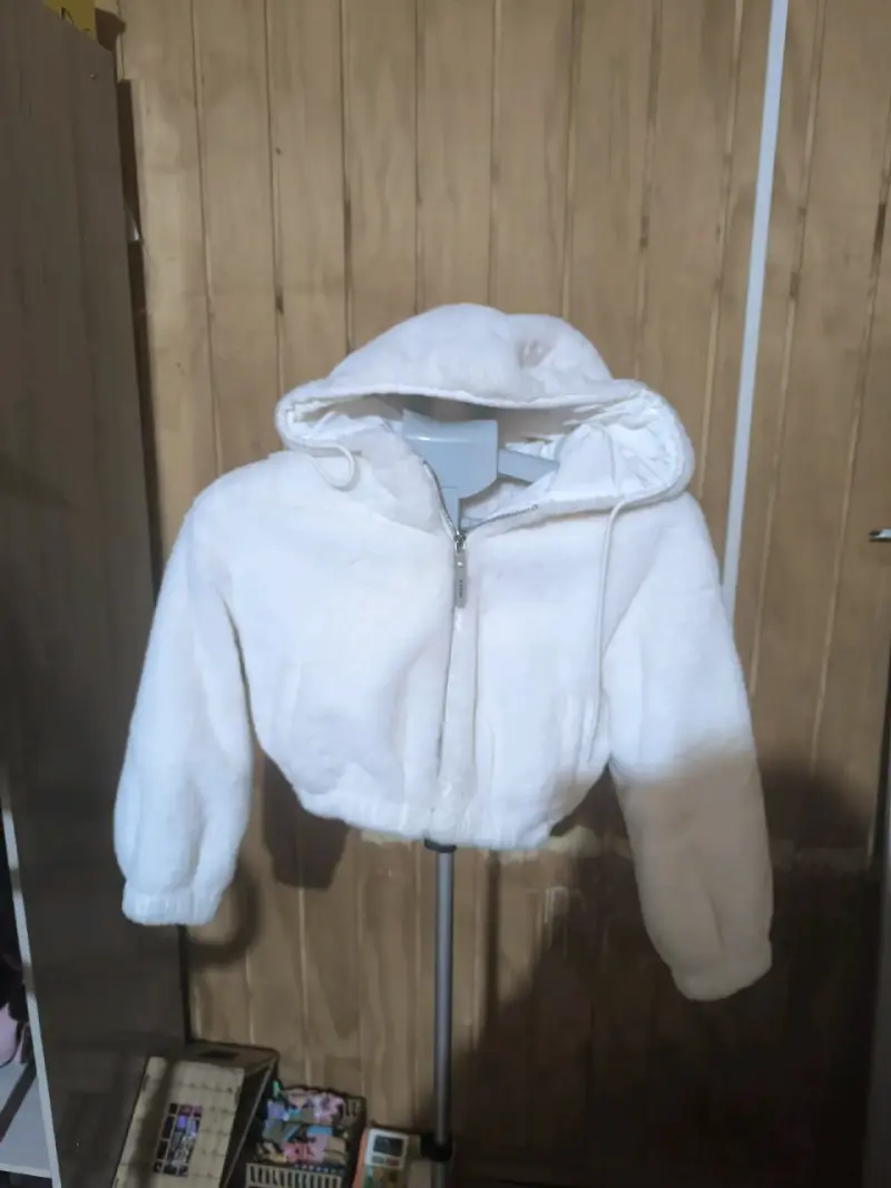 Chaqueta peluda blanca para niña talla 10 - 2