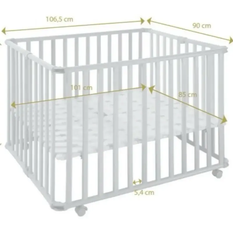 Corral de madera para bebé con ruedas - 3