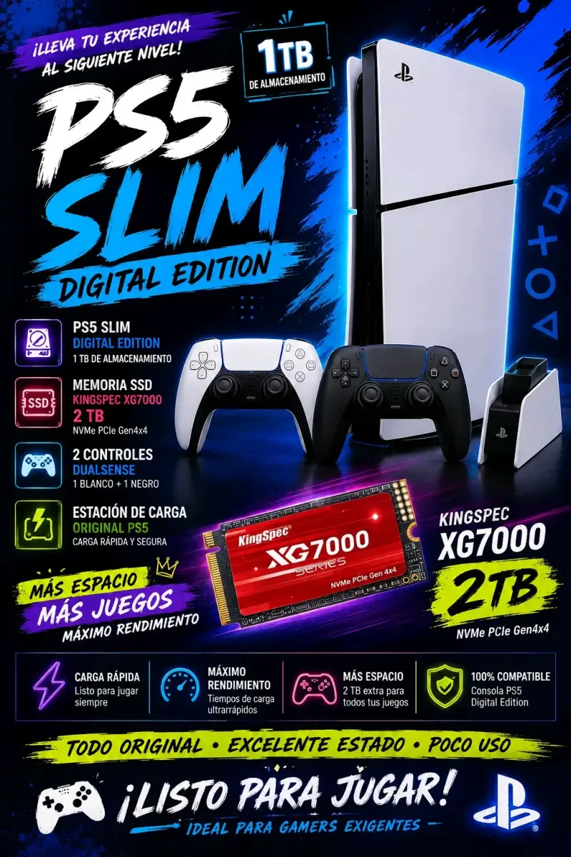 PS5 Slim Digital Edition 1TB + 2TB SSD