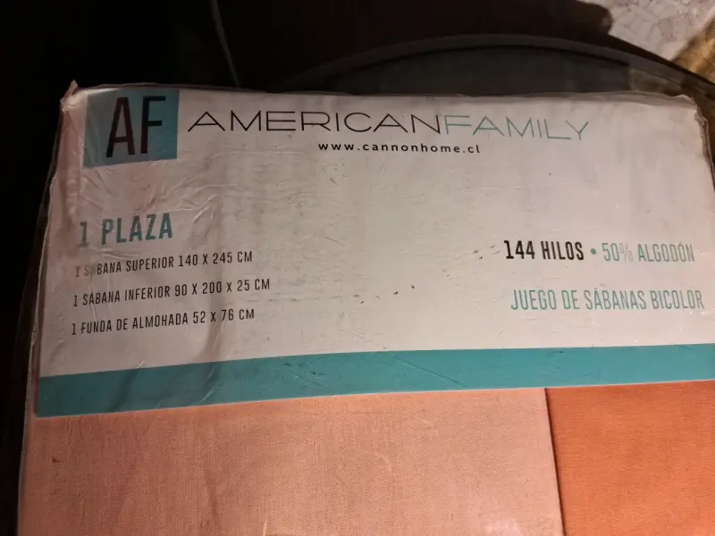 Juego de sábanas bicolor 1 plaza American Family - 2
