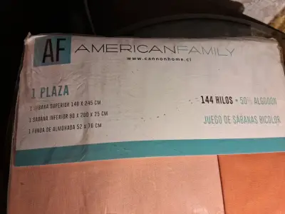 Juego de sábanas bicolor 1 plaza American Family - miniatura 2