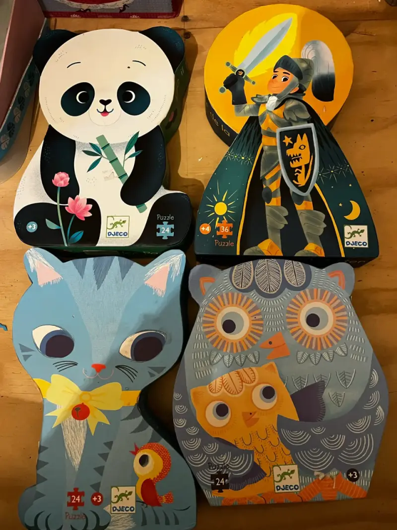 Set de Puzzles Infantiles Djeco con Animales y Caballero