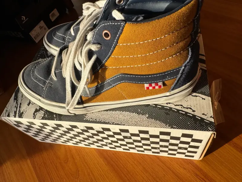 Zapatillas Vans Sk8-Hi Skate Naranja y Azul - 1