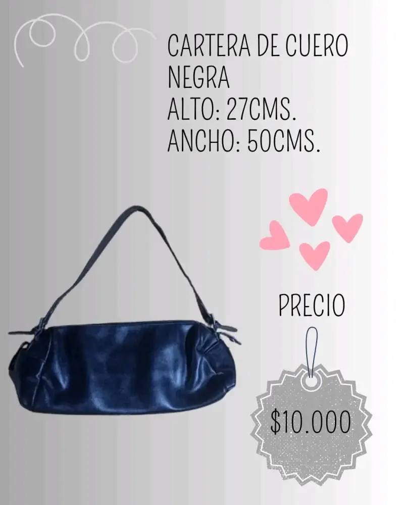 Cartera de cuero negra elegante