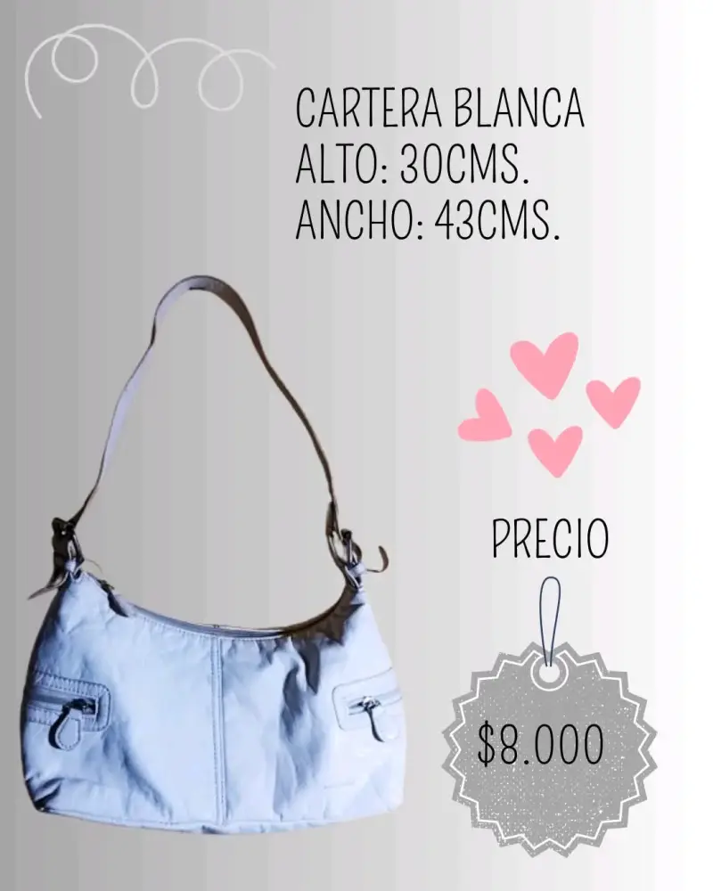 Cartera blanca de hombro con bolsillos