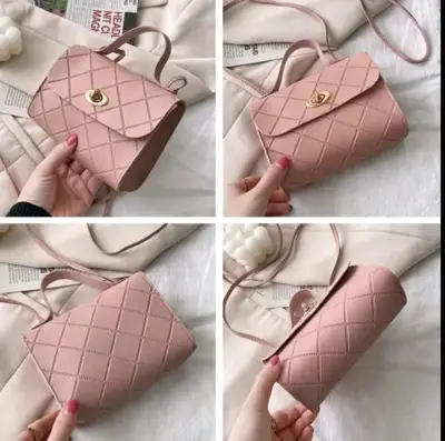 Cartera de mano rosa con diseño acolchado - miniatura 4