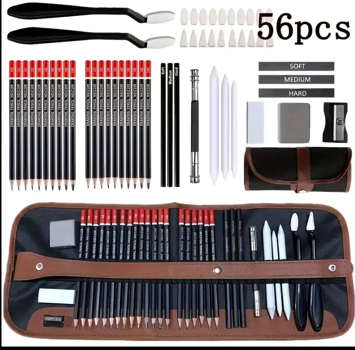 Set de Dibujo Artístico 56 Piezas con Estuche - 1