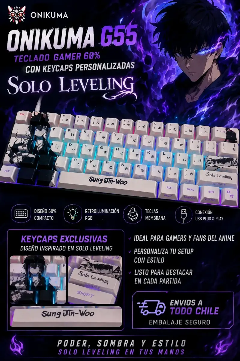Teclado Gamer Onikuma G55 Solo Leveling RGB - 1