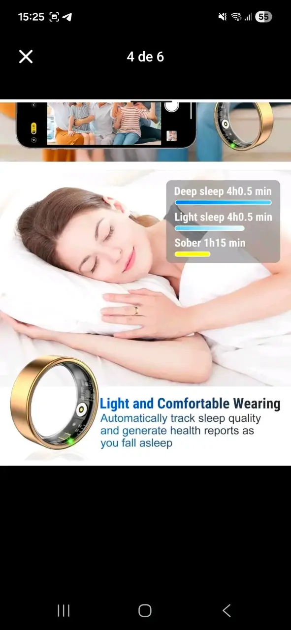 Anillo inteligente para seguimiento de sueño y salud - 6