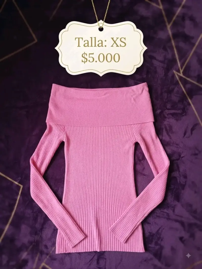 Suéter rosa de cuello barco talla XS