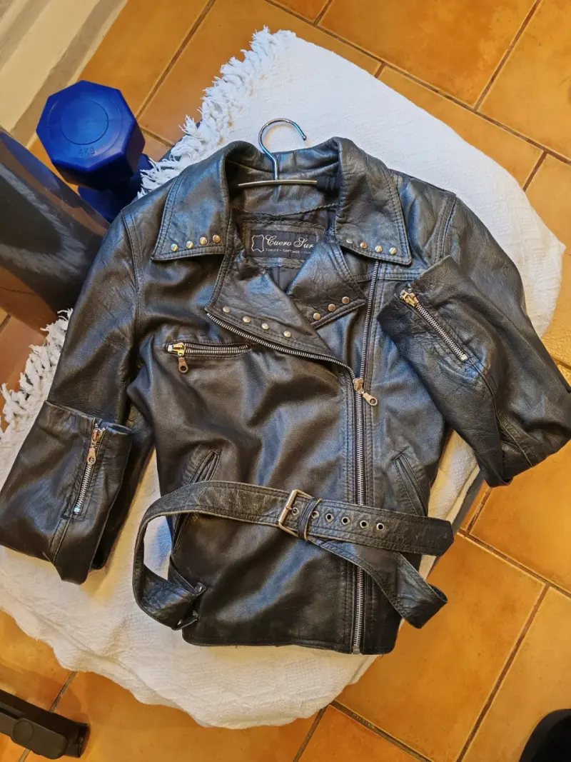 Chaqueta de cuero negra estilo motociclista Cuero - 6
