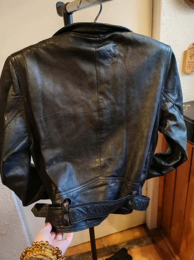 Chaqueta de cuero negra estilo motociclista Cuero - 7