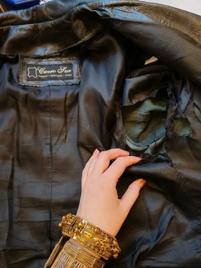 Chaqueta de cuero negra estilo motociclista Cuero - 4