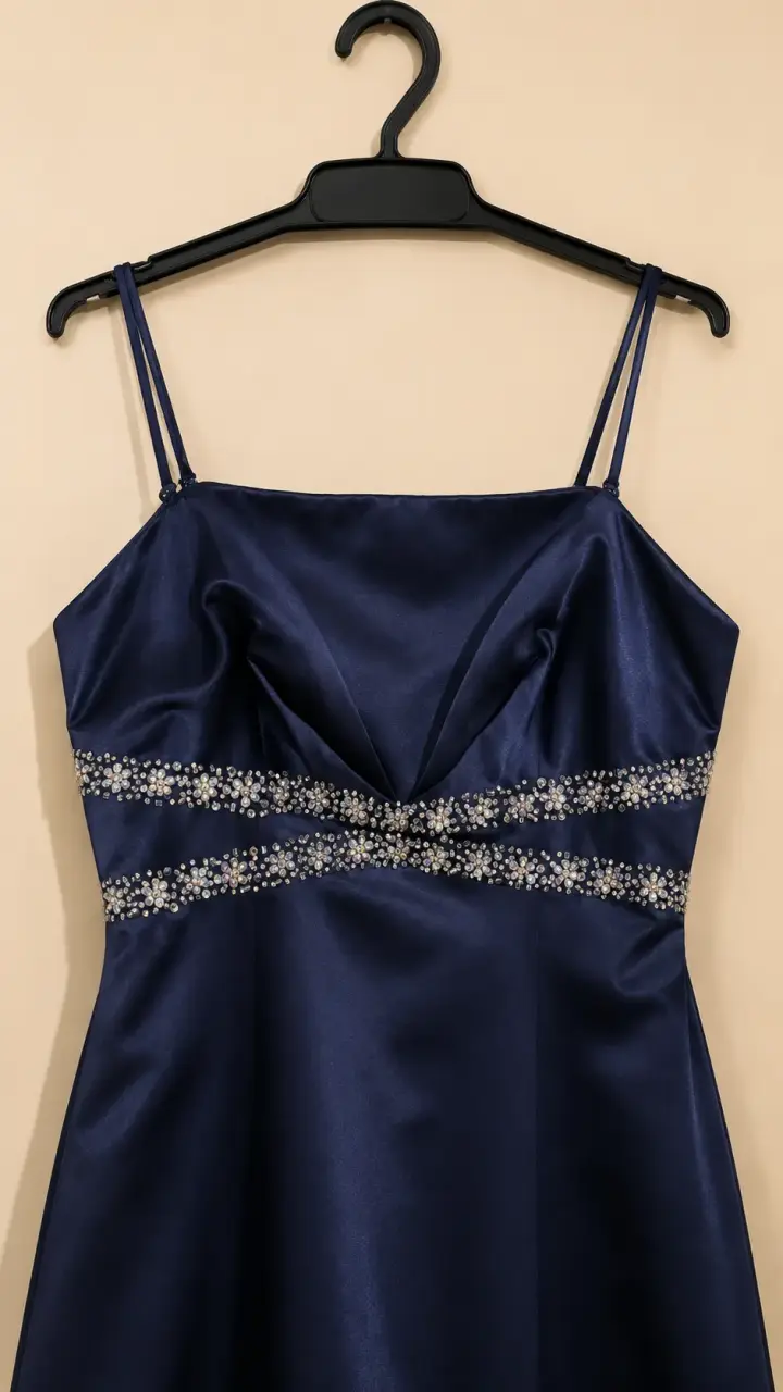 Vestido de fiesta azul con detalles brillantes - 2