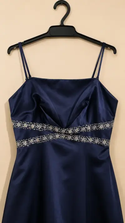 Vestido de fiesta azul con detalles brillantes - miniatura 2