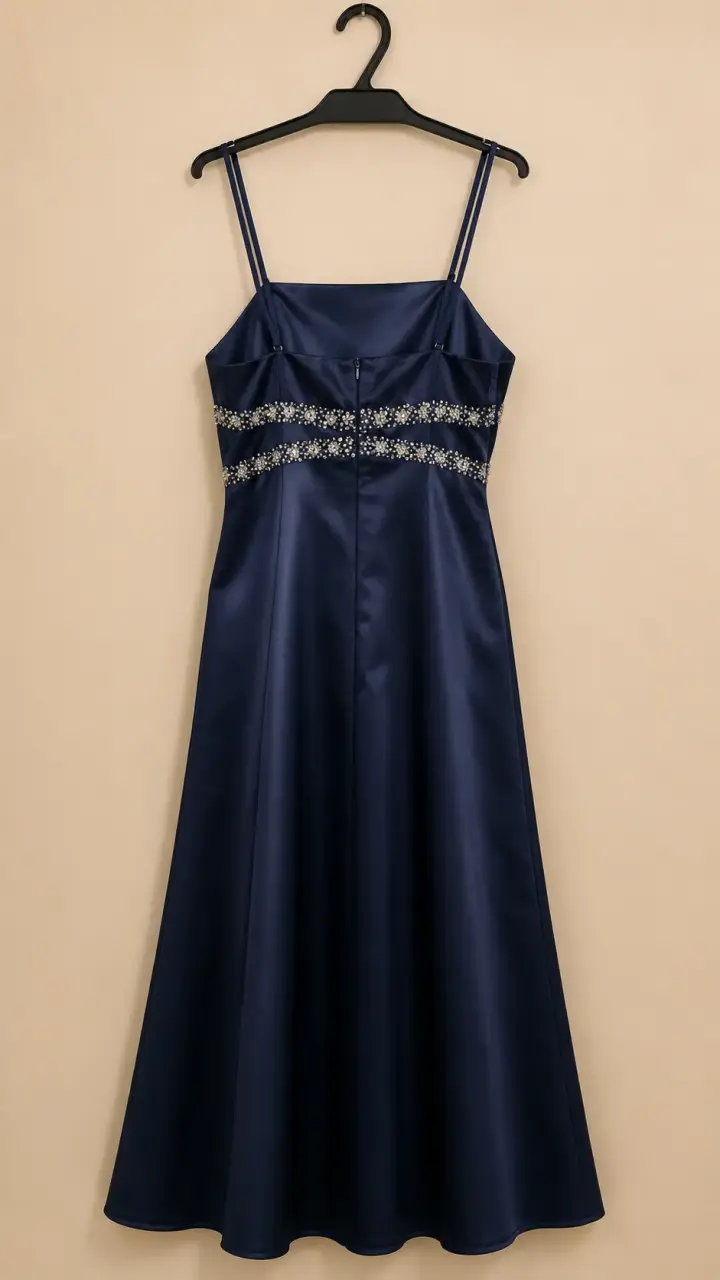 Vestido de fiesta azul con detalles brillantes - 3