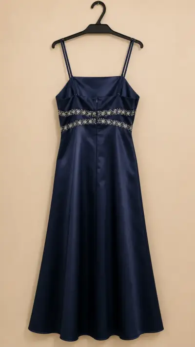 Vestido de fiesta azul con detalles brillantes - miniatura 3