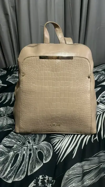 Mochila beige de cuero sintético Lilas - miniatura 1