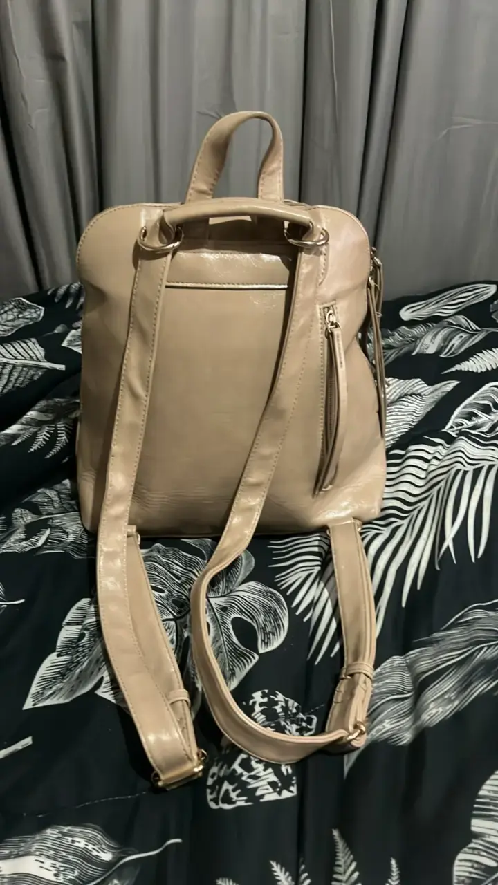 Mochila beige de cuero sintético Lilas - 2