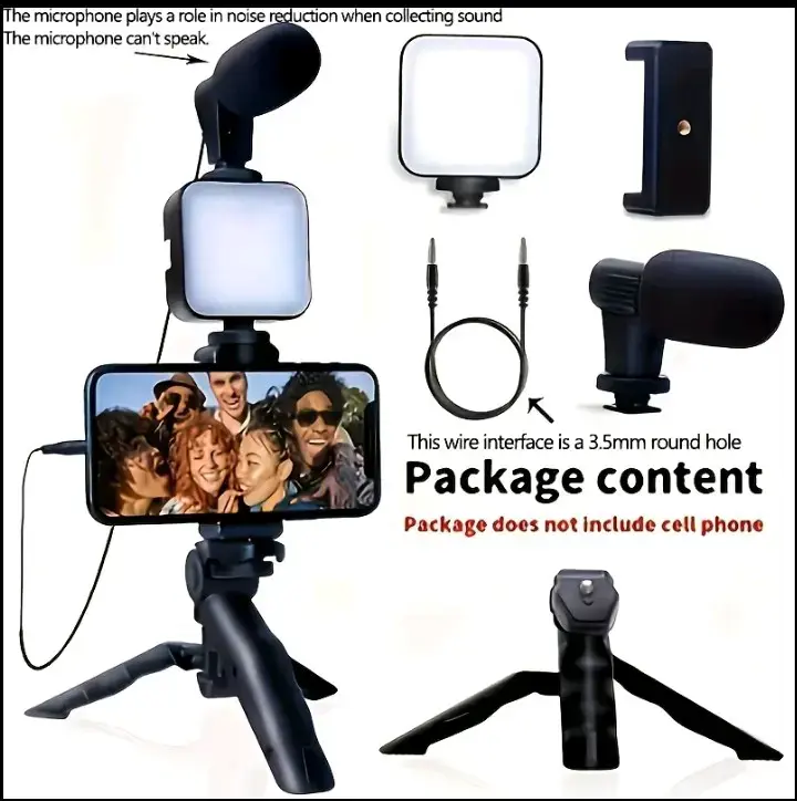 Kit de Vlogging con Micrófono y Luz LED - 1