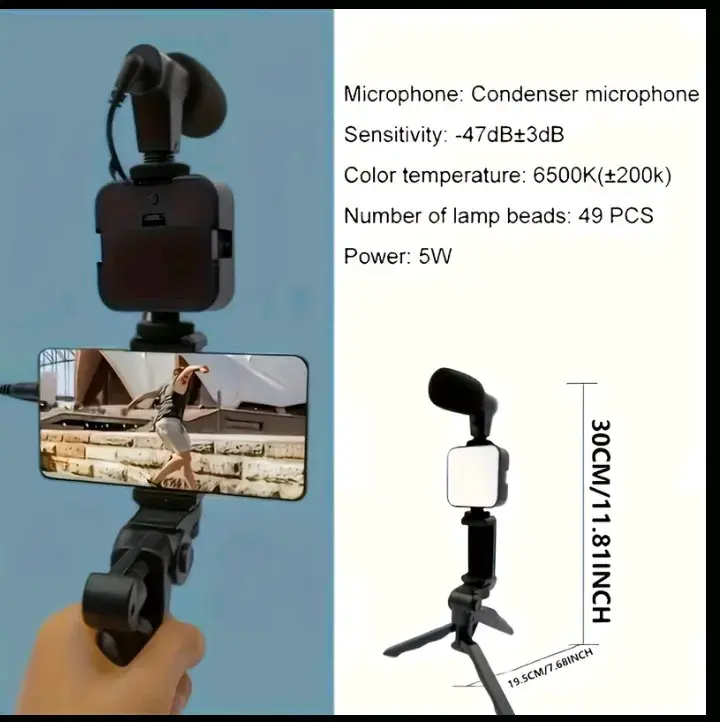 Kit de Vlogging con Micrófono y Luz LED - 2
